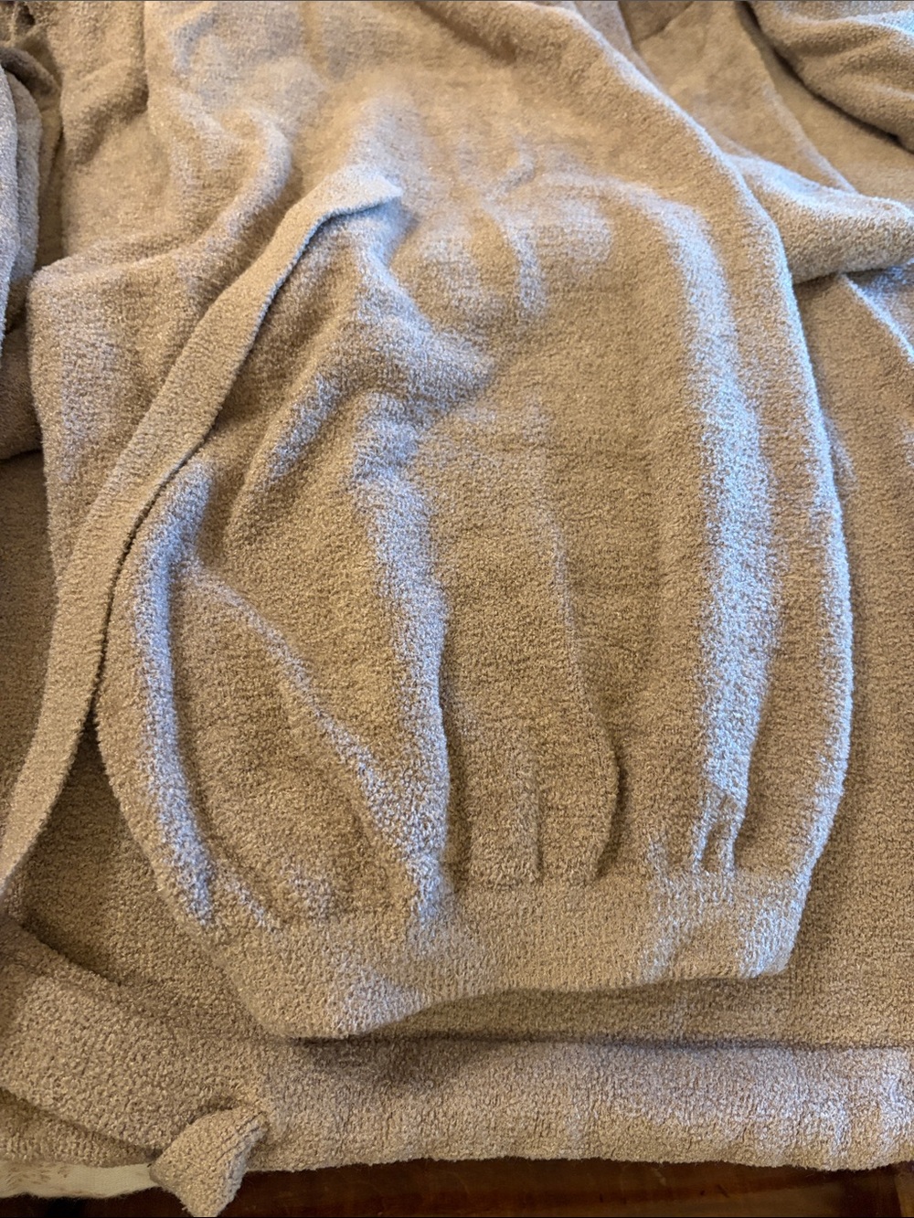 Barefoot Dreams Taupe Sweatshirt and Pants/Cozy Pajama Set - Picture 3 of 17